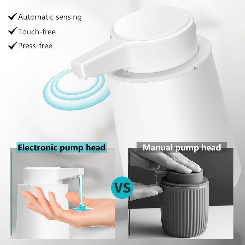 Phneems Automatic Soap Dispenser Liquid Touchless: 9oz Plastic White 3-Level Adjustable Modern Rechargeable Electric Smart Auto Soap Dispenser - Bathroom Kitchen Hand Dish Lotion - Image 2
